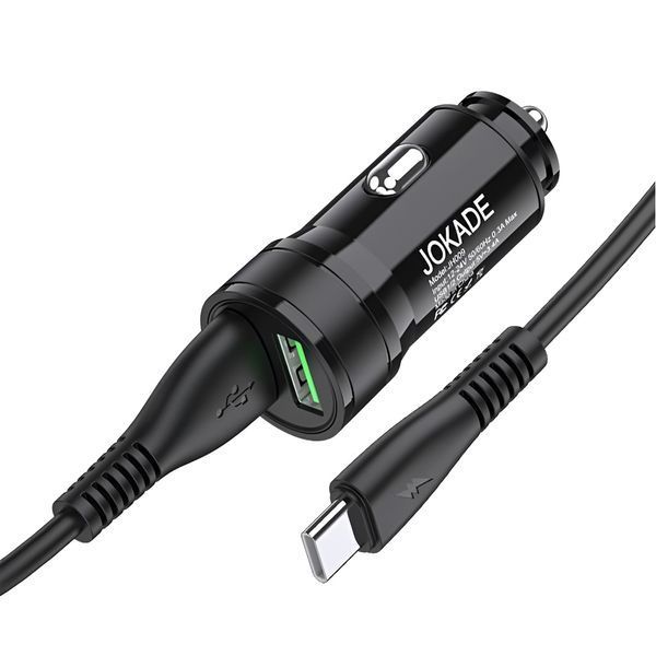 Автомобильное зарядное устройство Jokade 2*USB-A с кабелем USB-A на Type-C 3,4A JH010, черный JH010CCTYBK фото