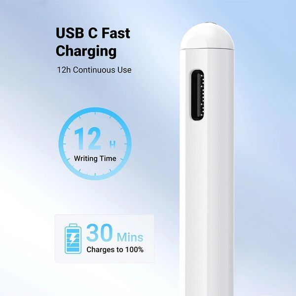 UGREEN Smart Stylus for iPad 2018-2025, Faster Charge Tilt Sensitivity, White 90915 foto