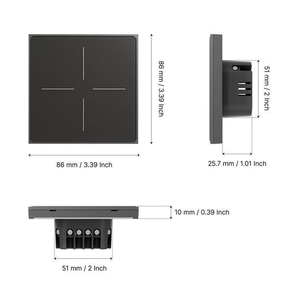 Moes Zigbee Star Feather Smart Push Button Switch 3 Gang (Neutral Wire), White ZS-SF-EU3-WH-MS foto