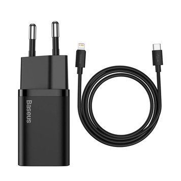 Быстрое зарядное устройство Baseus Super Si Type-C PD3.0, 20 Вт (с кабелем Baseus Type-C к Lightning 1 м), черный TZCCSUP-B01 фото