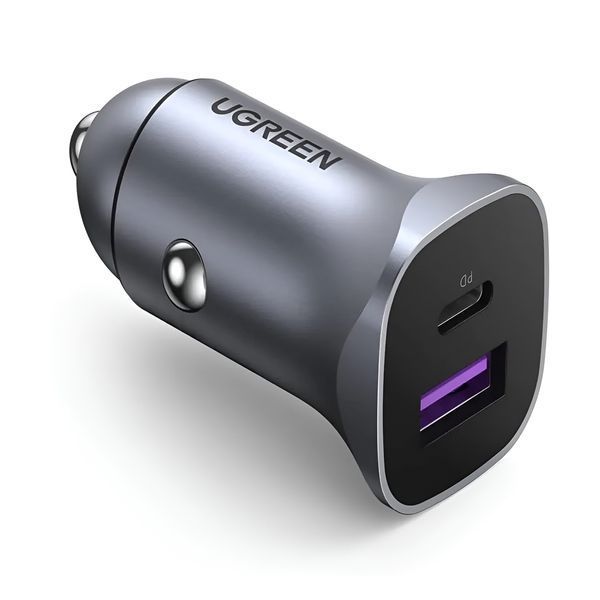 UGREEN Car Charger 1*USB-A+Type-C Aluminum 3A 30W, Grey 40858 foto