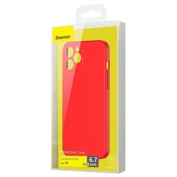 Baseus Case Liquid Silicone Gel Protective iPhone 12 Pro Max, Red WIAPIPH67N-YT09 foto