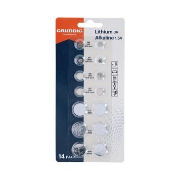 GRUNDIG Set Battery Buttoncell AG3/4/12/13 CR2016/2025/2032 14pcs Blister 871125227511 foto