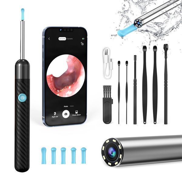 Ear Wax Removal Kit Y8 with Wi-Fi, 2MP Camera,1080P, IP67, Black DEOW2MPBK foto