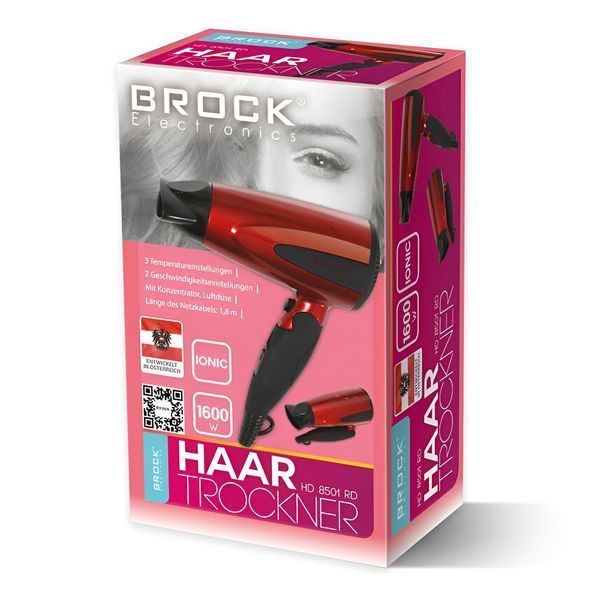 BROCK Hairdryer HD 8501 RD, 1200-1600W, Red HD8501RD foto