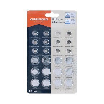 GRUNDIG Set Battery Buttoncell AG1/5/8/12/3/4/10/13 CR1620/2016/2025/2032/2032 24pcs Blister 871125227509 foto