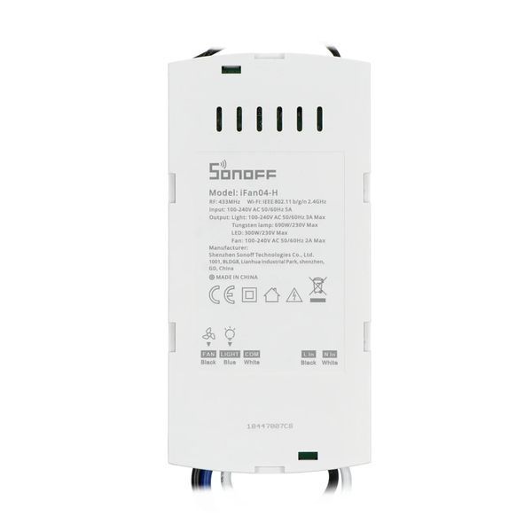 Потолочный вентилятор и контроллер освещения Sonoff Wi-Fi iFan04-H 6920075776751 фото