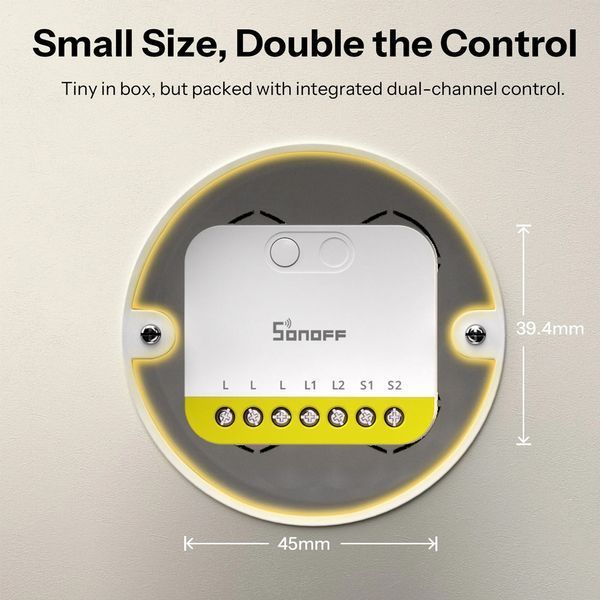 Sonoff Zigbee Smart Switch MINI-ZB2GS-L Mini Duo 2-Gang (No Neutral Required) 6920075743463 foto