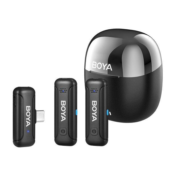 Boya Wireless Microphone 2.4GHz Dual-Channel System with Charging Case (BY-WM3T-U2), 3,0 Jack, Black BY-WM3T-M2 foto