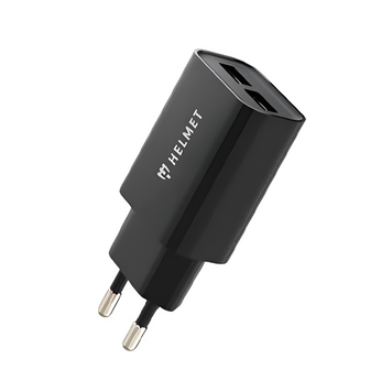 Helmet Wall Charger with Cable USB to Lightning 2xUSB 2.4A, Black HMT-WCLC2UBK foto