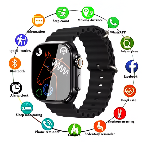 Charome Smart Watch HD Call T8s Ultra Max, With 2 Straps, Black CHSMWAT8SUBK foto