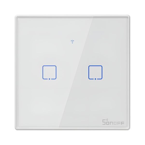 Настенный коммутатор Sonoff Wi-Fi Smart Touch Series TX, 2-канальный (нейтральный провод), белый 6920075742015 фото