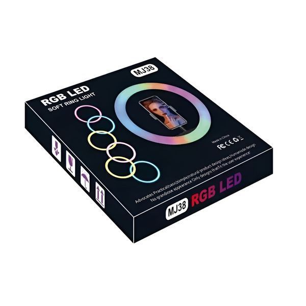 Кольцо для селфи RGB Light 16 дюймов MJ38 со штативом 2,1 м, сумкой и пультом дистанционного управления MJ38 фото