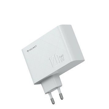 Настенное зарядное устройство для шлема GaN 1*USB-A+2*Type-C 120 Вт, 6 А, белое HMTGANQC120WWH фото
