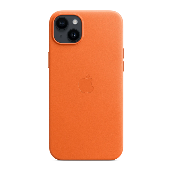 Чехол из натуральной кожи с MagSafe для iPhone 15 Plus/14 Plus, оранжевый CAORLAMSIP14PLOR фото