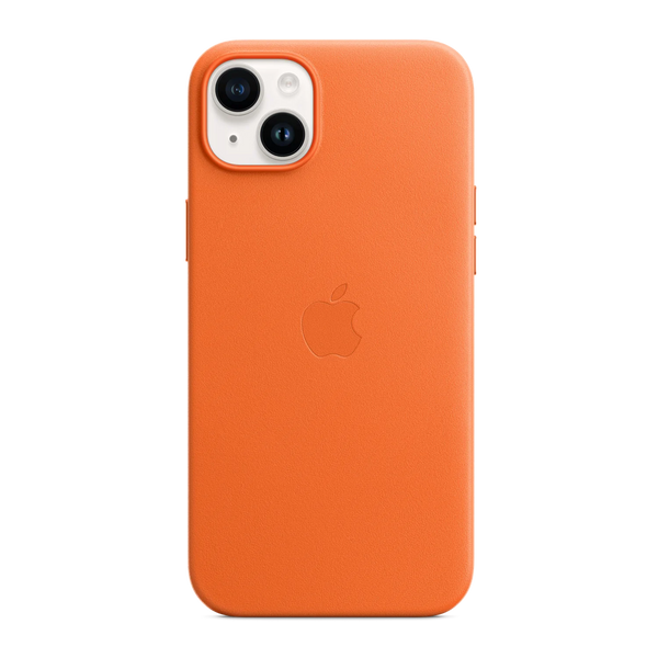Чехол из натуральной кожи с MagSafe для iPhone 15 Plus/14 Plus, оранжевый CAORLAMSIP14PLOR фото