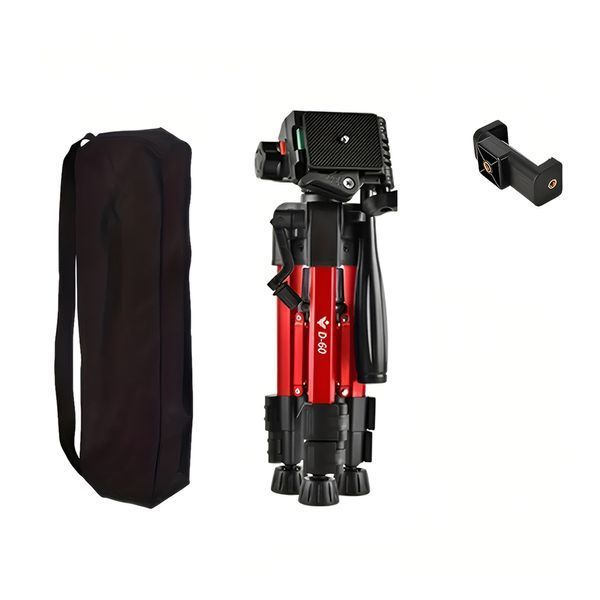Tripod Photography Professional Aluminum 63cm (Locking Knob, Support Smooth 360&deg;), Red D-60 D-60 foto