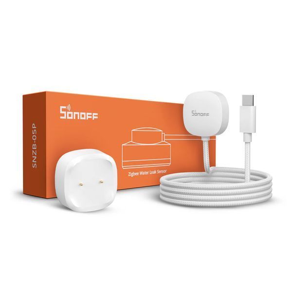 Датчик утечки воды Sonoff Zigbee SNZB-05P с кабелями 2 м WLDC200 6920075779875 фото