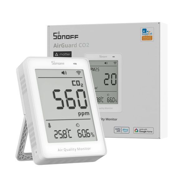Sonoff Matter Over Wi-Fi Air Quality Monitor AirGuard CO2 (SAWF-08P) 6920075743258 foto