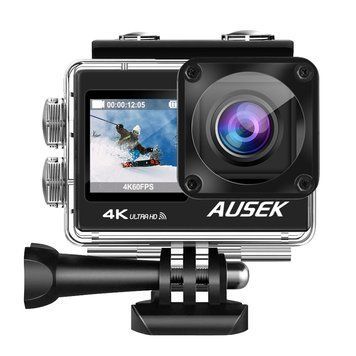 Экшн-камера AUSEK WiFi с двухцветным экраном, 16 МП, 4K/30 кадров в секунду, 900 мАч, черный AT-Q60AR фото