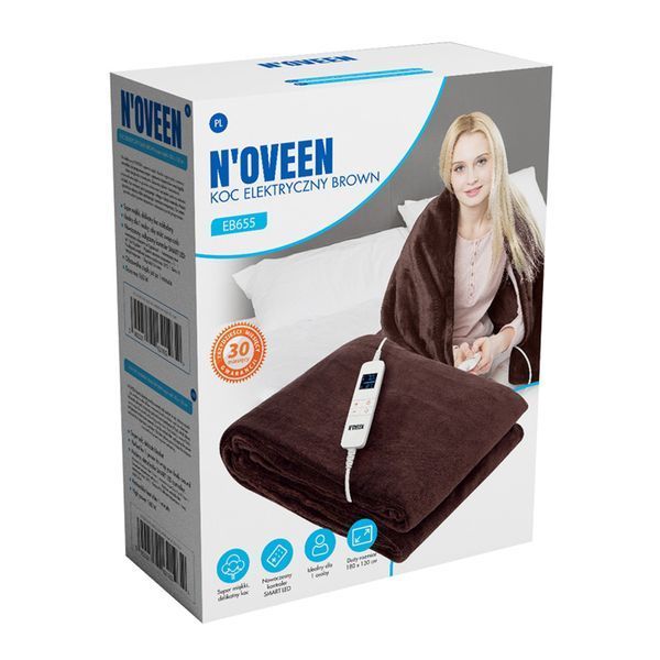 Одеяло с электроподогревом NOVEEN EB655 Коричневое, 180x130 см EB655 фото