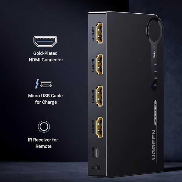 UGREEN Switch 3x1 HDMI 4K@30Hz, Black 40234 foto