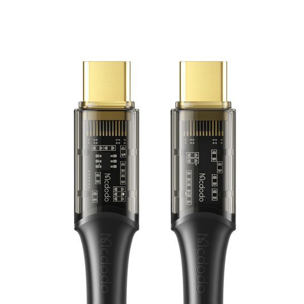 Кабель Mcdodo Type-C &mdash; Type-C PD, прозрачный янтарный, 100 Вт, 5 А, 1,2 м, черный CA-2110 фото