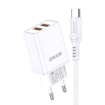 Настенное зарядное устройство Jokade с двойным портом USB-A на Type-C. JB024WCCTYWH фото