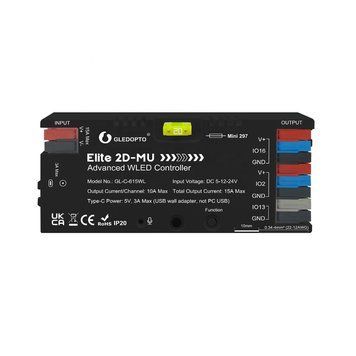 Gledopto Elite 2D-MU Advanced ESP32 WLED Digital LED Controller RGB/RGBW/RGBCCT (GL-C-615WL), DC5~24V, total max 15A output, max 800 ICs connected GL-C-615WL foto