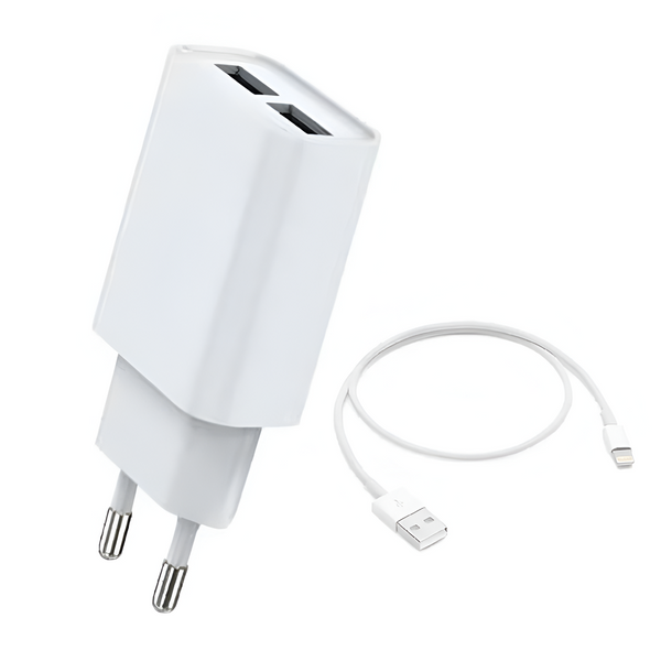 Настенное зарядное устройство для шлема с кабелем USB на Lightning 2xUSB 2.4A, белый HLTWCLC2UWH фото