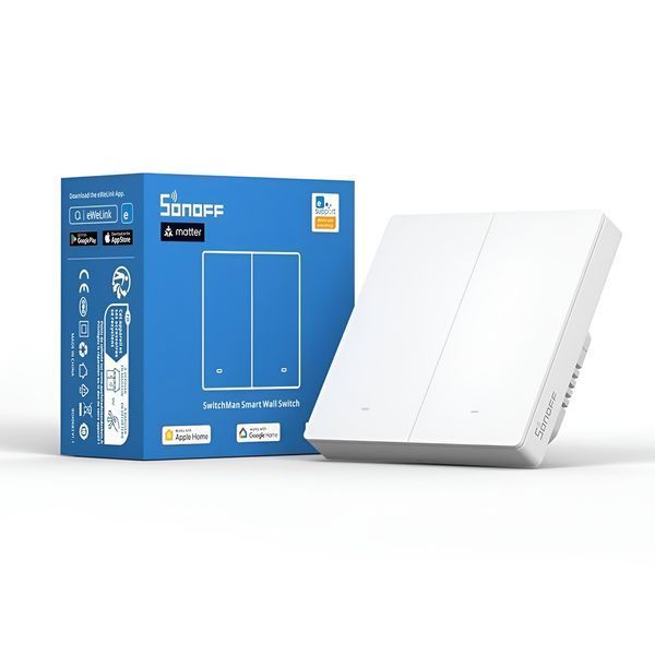 Sonoff Matter Over Wi-Fi Smart Wall Switch SwitchMan M5 2-Gang (Neutral Wire), White 6920075777871 foto