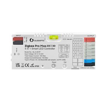 Gledopto ZigBee Pro Max 5in1 LED Controller CCT/RGB/RGBCCT/Single Color (GL-C-601P), Push Switch, DC5~24V, 10A/CH, total max 15A output GL-C-601P foto