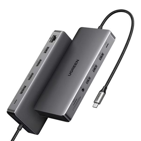 UGREEN HUB 13in1 USB-C to 2*HDMI(4K@60Hz)+DP+2*USB-A3.2+USB-C3.2+2*USB-A3.0+SD/TF+GigabitRJ45+3.5mm+PD(100W) | CM681, Space Gray 15978 foto