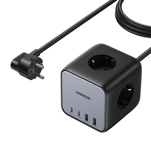 UGREEN Удлинитель питания DigiNest Cube 65 Вт &mdash; 3 разъема, 2xUSB-A, 2xUSB-C, GaN, 3680 Вт CD268, 1,8 м, черный 60113 фото
