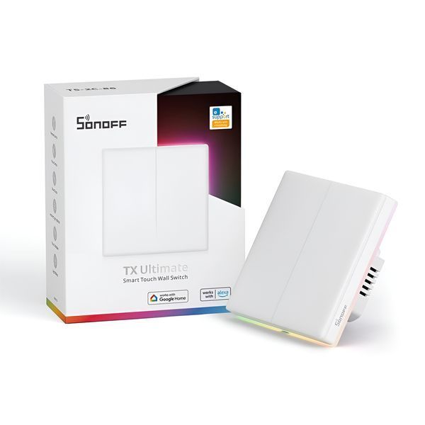 Sonoff Wi-Fi Smart Touch Wall Switch TX Ultimate 2-Gang (Neutral Wire), White 6920075740233 foto