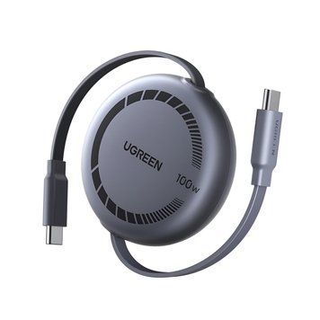 UGREEN Кабель Type-C &mdash; Type-C, втягивающийся, 5А/100 Вт, 1 м, черный | L531 65905 фото