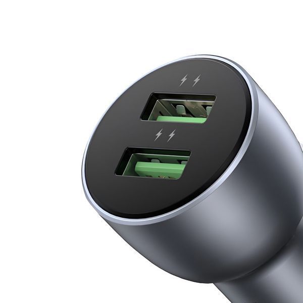 Автомобильное зарядное устройство UGREEN 2*USB-A, алюминий 3A, 36 Вт, серый 10144 фото