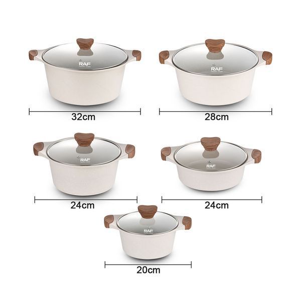 Raf Cookware Set Pots With Lids R.80003, 5pcs Set, White R.80003WH foto