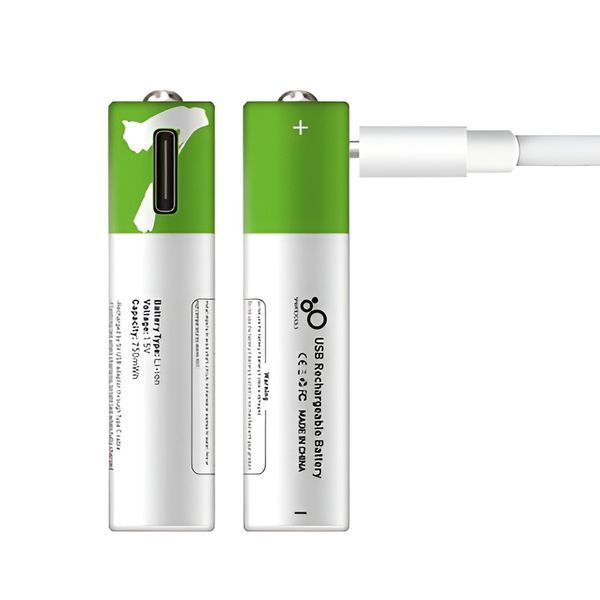 Rechargeable Li-ion USB-C batteries AAA 400mAh, 2pcs with 2in1 Type-C cable USBCAAA2 foto