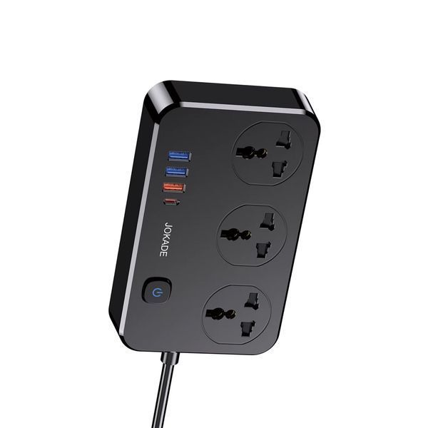 Jokade JB058 Универсальная розетка на 3 розетки с USB-портами 1C3A (вилка европейского стандарта), черная JB058 фото