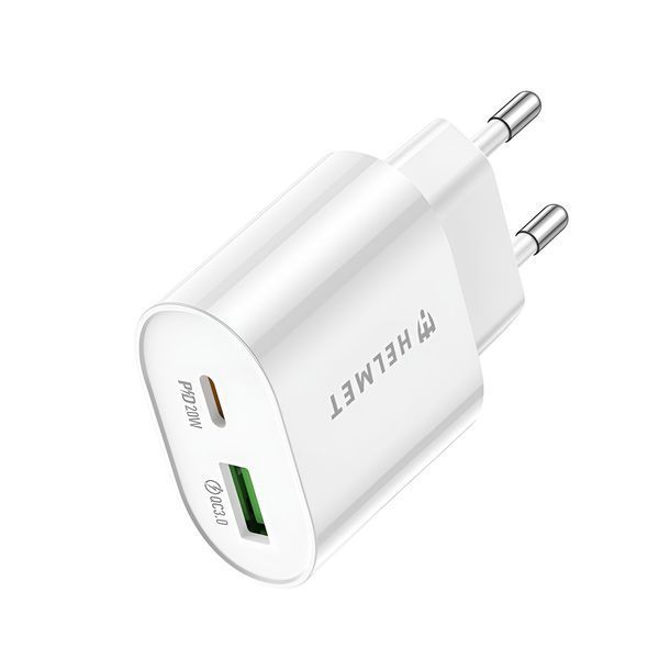 Helmet Wall Charger USB/Type-C PD, QC3.0 20W, White HMT-WC20WWH foto