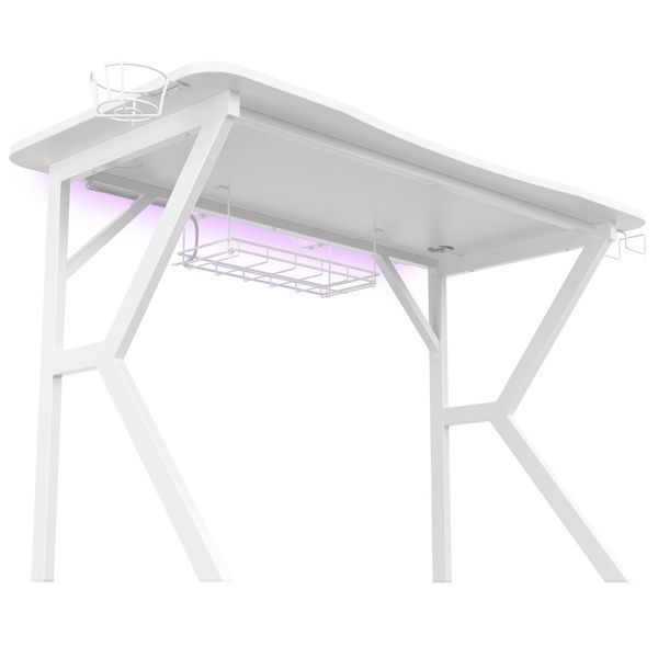 Genesis Desk Gaming Holm 320, RGB White (Органайзер, беспроводное зарядное устройство, несколько держателей, USB-концентратор, пульт дистанционного управления, 120x60x75см) NDS-1802 фото