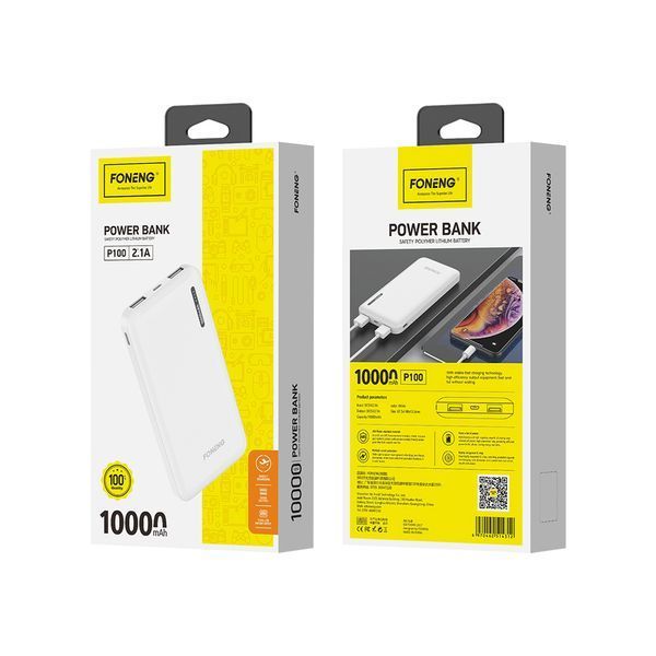 Foneng PowerBank P100 10000 мАч, Белый _ FONPBP100WH фото
