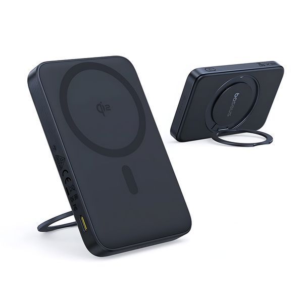 Baseus Power Bank Magsafe PicoGo Qi2 with Kickstand 5000mAh, 20w with cable Type-C 0.3m, Black P10076802123-00 foto