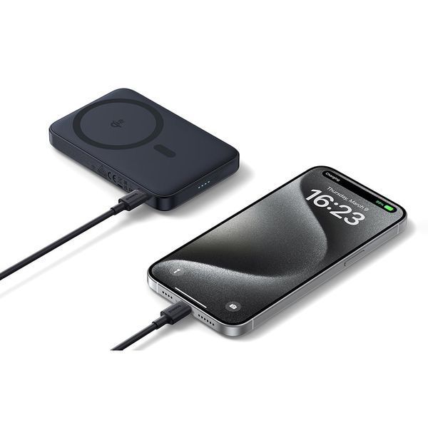 Baseus Power Bank Magsafe PicoGo Qi2 with Kickstand 5000mAh, 20w with cable Type-C 0.3m, Black P10076802123-00 foto