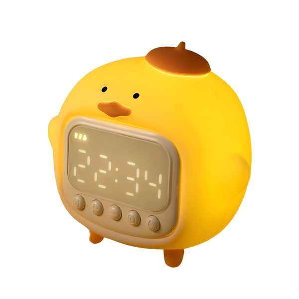 Cute Series Night Light Alarm Clock Tapping Duck, White CSNACTDWH foto