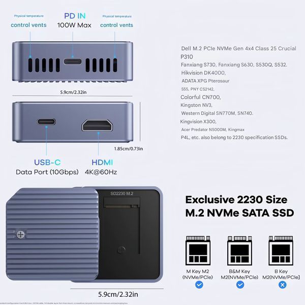 Multi-Port External SSD Storage Drive Case (4-in-1) MPESSDC foto