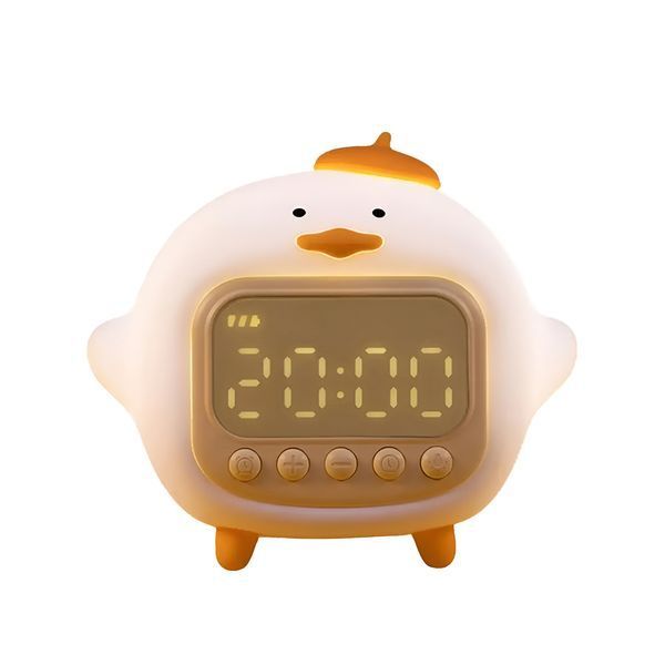 Cute Series Night Light Alarm Clock Tapping Duck, White CSNACTDWH foto