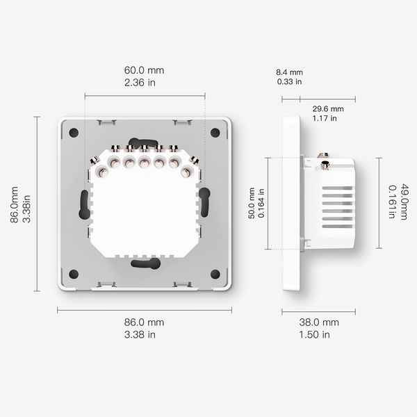Moes Zigbee Star Ring Smart Push Button Switch 2 Gang (Neutral Optional), Grey ZS-SR-EU2-GY-MS foto