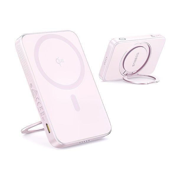 Baseus Power Bank Magsafe PicoGo Qi2 с подставкой 5000 мАч, 20 Вт, с кабелем Type-C 0,3 м, розовый P10076800413-00 фото
